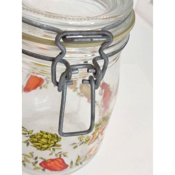 Vintage Arc Spice Of Life Glass Mushrooms and Vegetable Jar Canister 1 L France - Picture 7 of 15